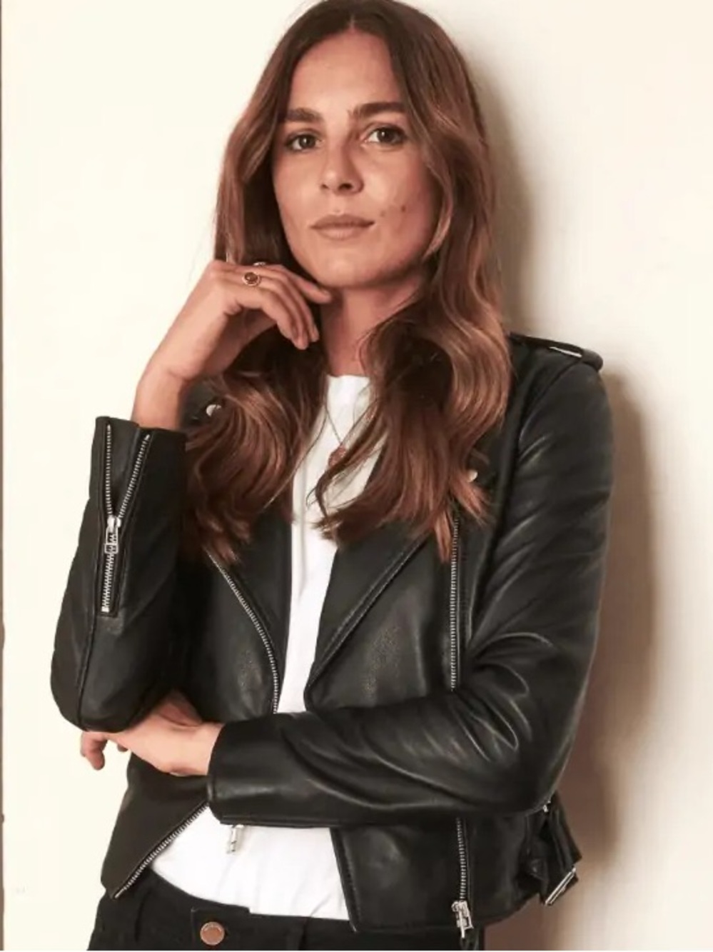 SEZANE Zig leather jacket Small